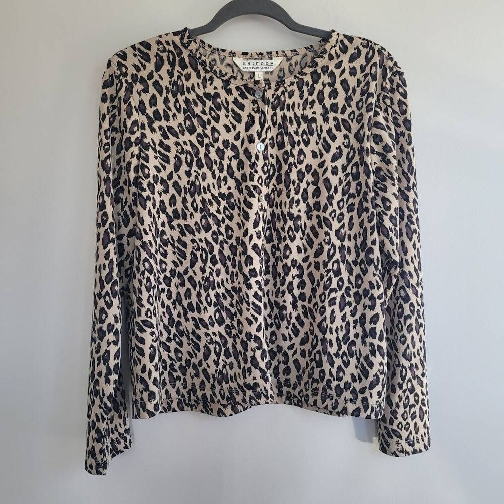 Vintage 90s leopard print button‎ down shirt maximalist preppy rich core